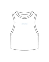 The Ribbed Crop Tank - White - Zenwise - Center Chest - Embroidered - Blue