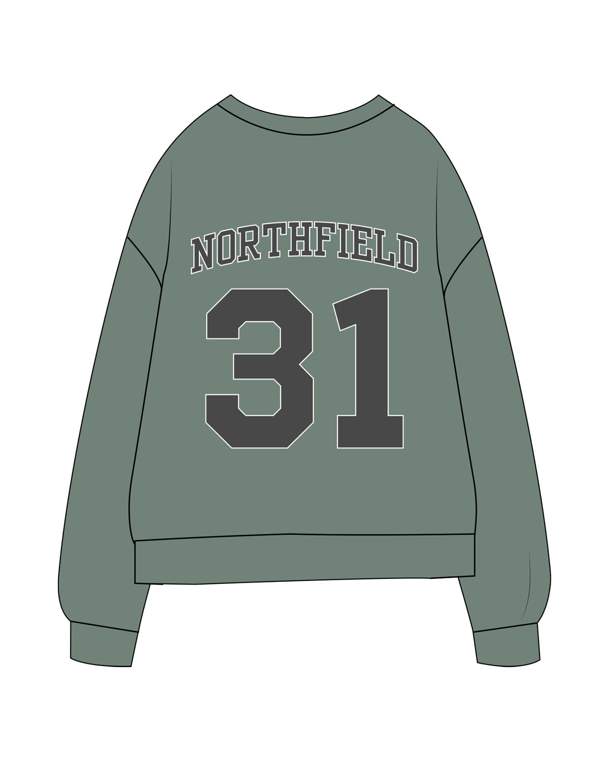 The Midweight Unisex Crewneck - Washed Alpine - 31Theraphy - Northfield - Left Chest & Back Stacked - Full Color