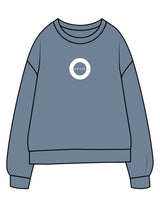 The Midweight Unisex Crewneck - Washed Slate - HiLo - Center Chest & Back Stacked - Printed - White