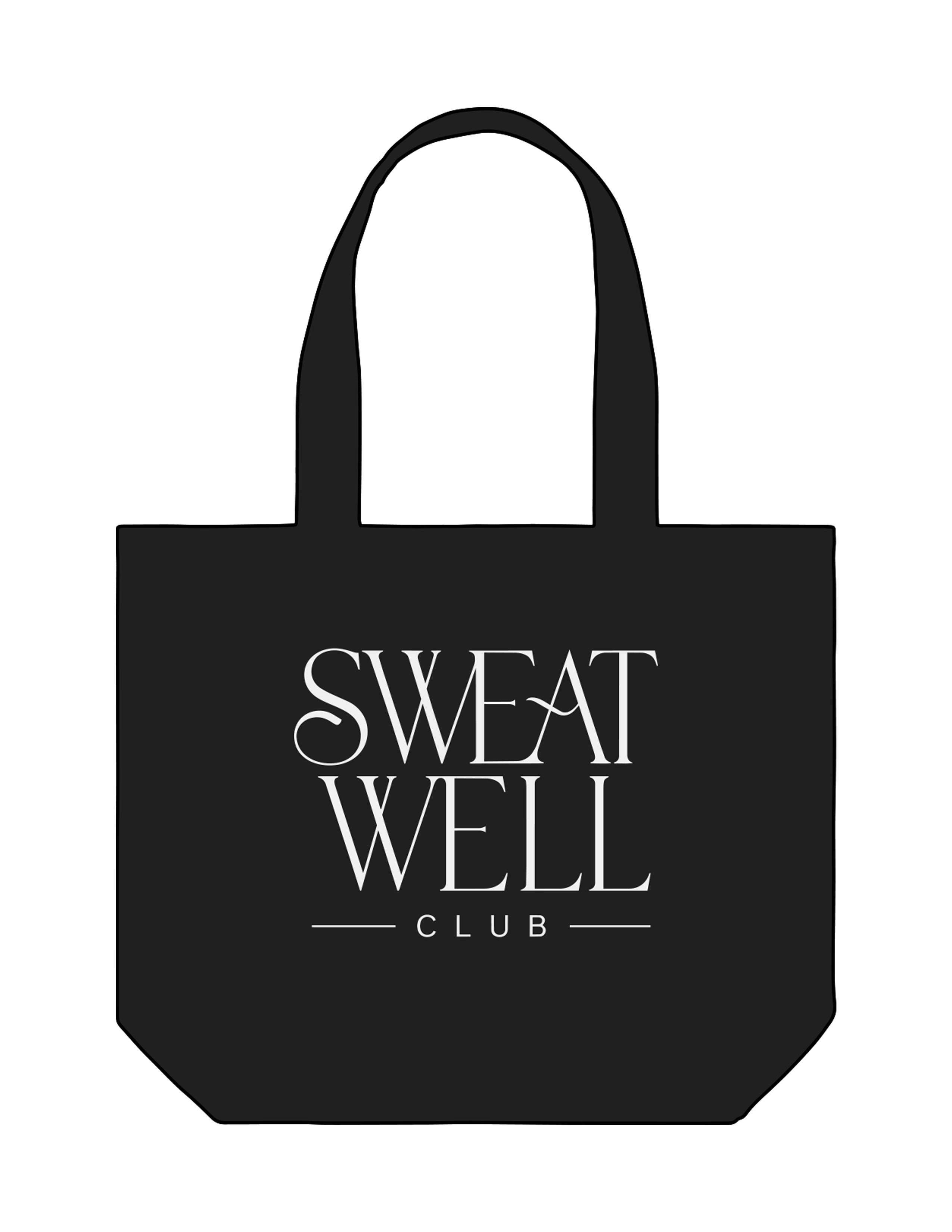 The Tote Bag - Black - Sweat Well - Center Body Stacked - Printed - Off White