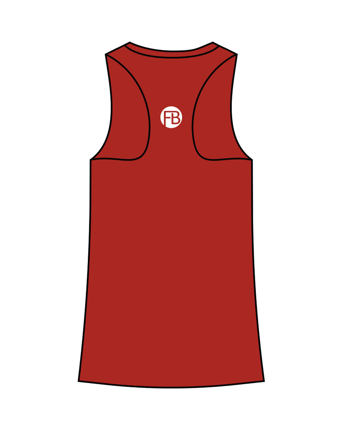 The Womens Full Length Tank - Red - Krista - Center Chest - Upper Back - Printed - White