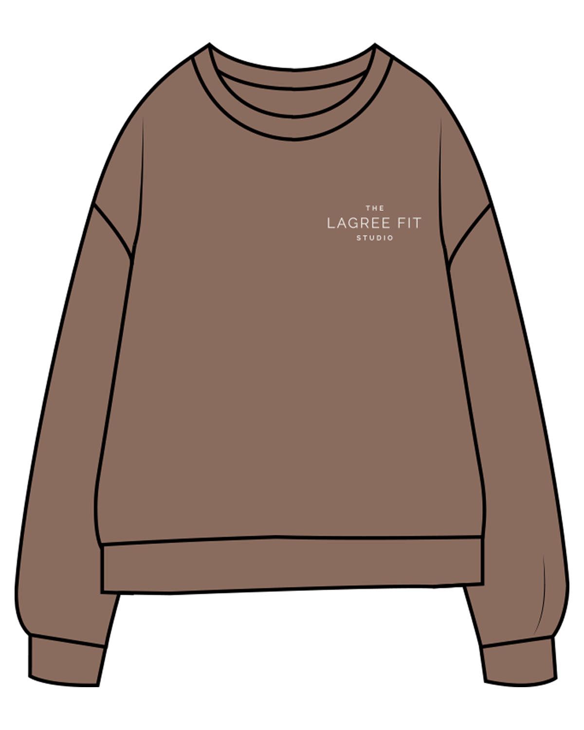 The Midweight Unisex Crewneck - Washed Clay - Lagree Fit Studio - Left Chest & Back Stacked - Printed - Bone