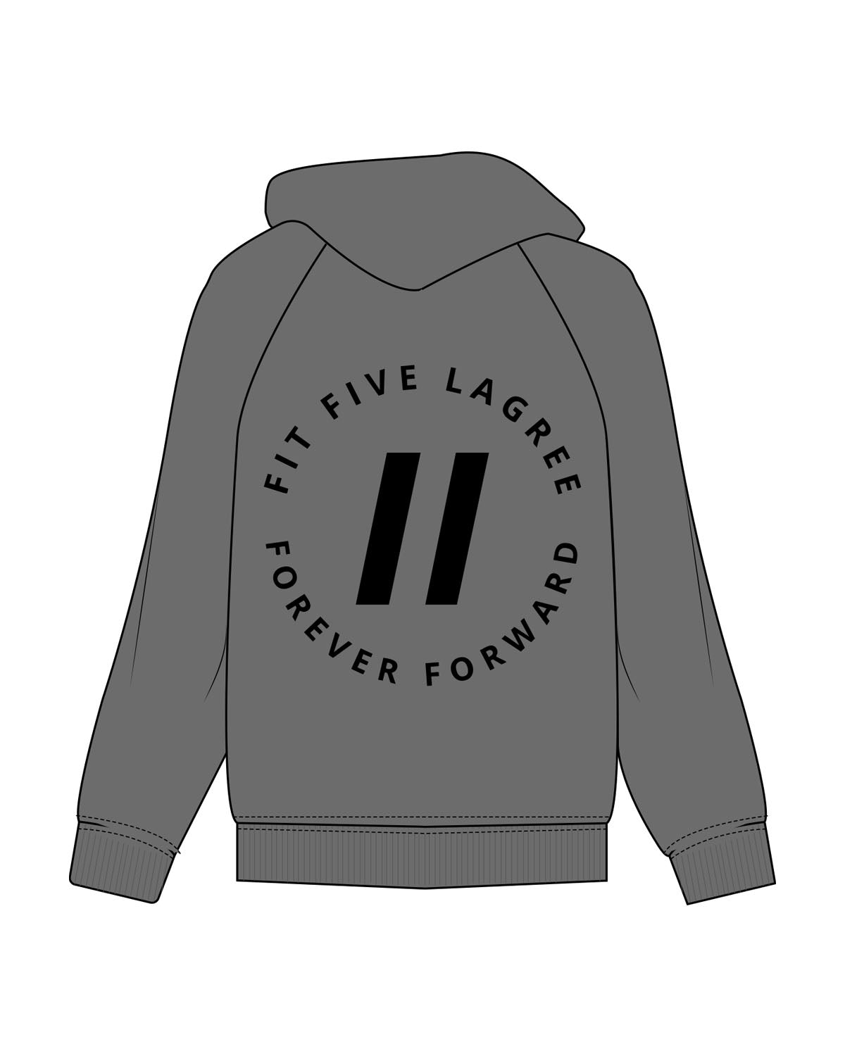 The Womens Hoodie - Shadow - Fit 5 - Left Chest & Back Round - Printed - Black
