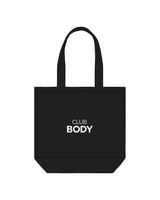 The Promo Tote Bag - Black - Club Body - Center Stacked - Printed - White