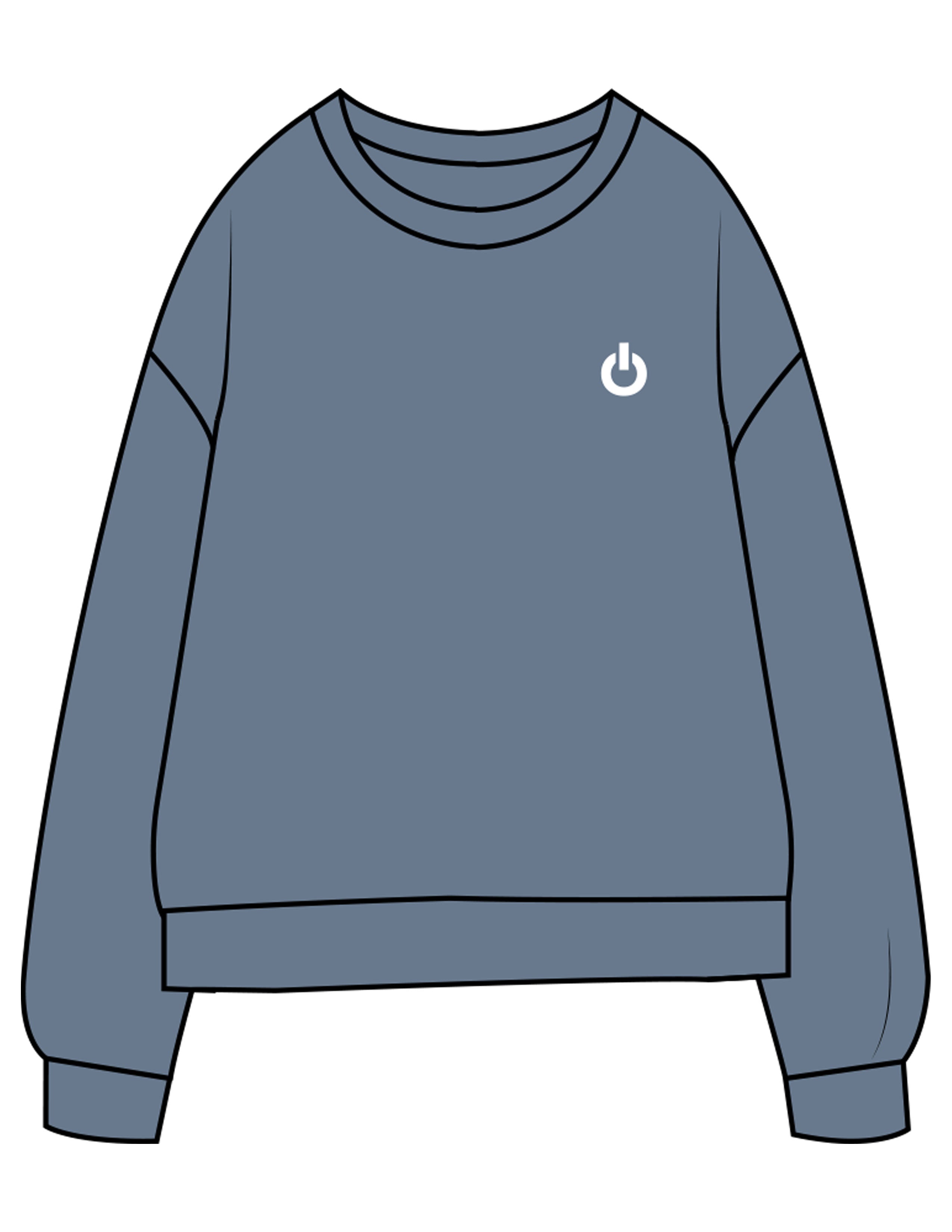 The Midweight Unisex Crewneck - Washed Slate - Powerhouse Fitness - Left Chest EMB & Back Stacked "LAGREE" Printed - White