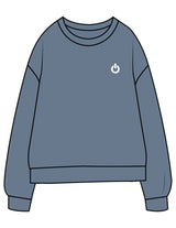 The Midweight Unisex Crewneck - Washed Slate - Powerhouse Fitness - Left Chest EMB & Back Stacked "PILATES" Printed - White