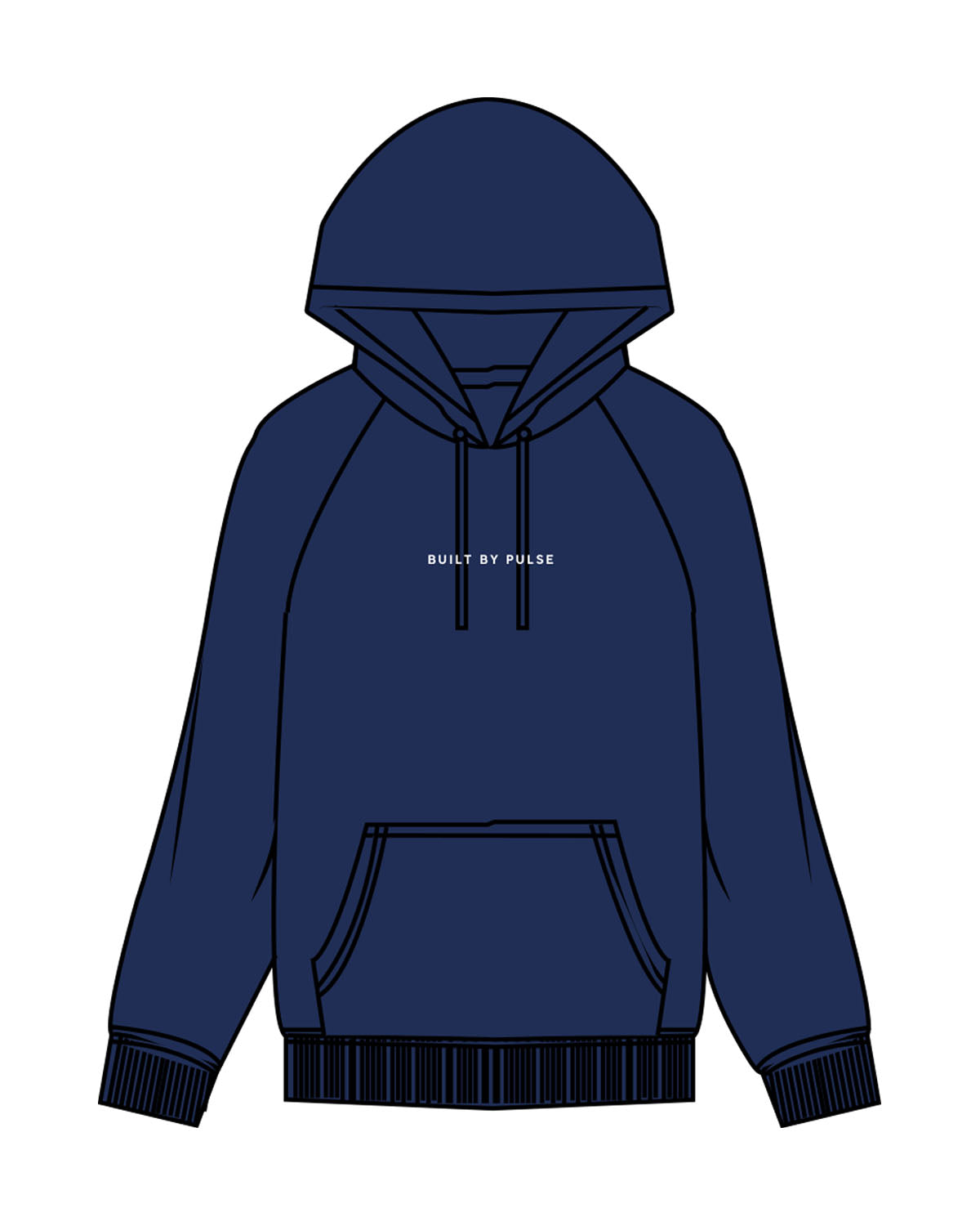 The Mens Classic Hoodie - Cobalt - Pulse 712 - Center Chest - Back Center Stacked - Rock Valley - Printed - White