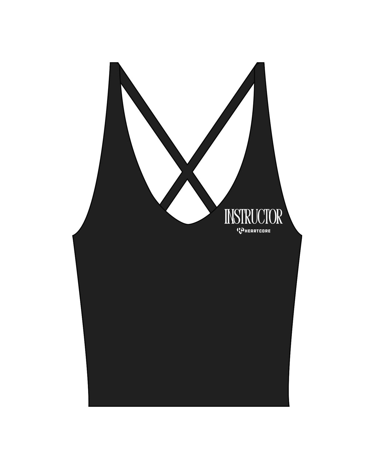 The Sporty Strappy Tank - Black - HeartCore - Left Chest - Back Center - Printed - White