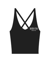 The Sporty Strappy Tank - Black - HeartCore - Left Chest - Back Center - Printed - White