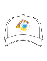 The 5 Panel Trucker Hat - White - Core Allure Pilates - Center Crown Image - Printed - Full Color