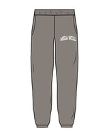 The Mens Sweatpants - Washed Gray - Mega Well - Left Pocket - Printed - White