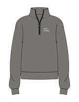 The Womens 1/4 Zip - Washed Gray - Fit 5 - Left Chest Stacked - Embroidered - Off White