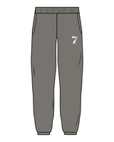 The Mens Sweatpants - Washed Gray - STUDIO 7 - Left Leg "7" - Printed - White
