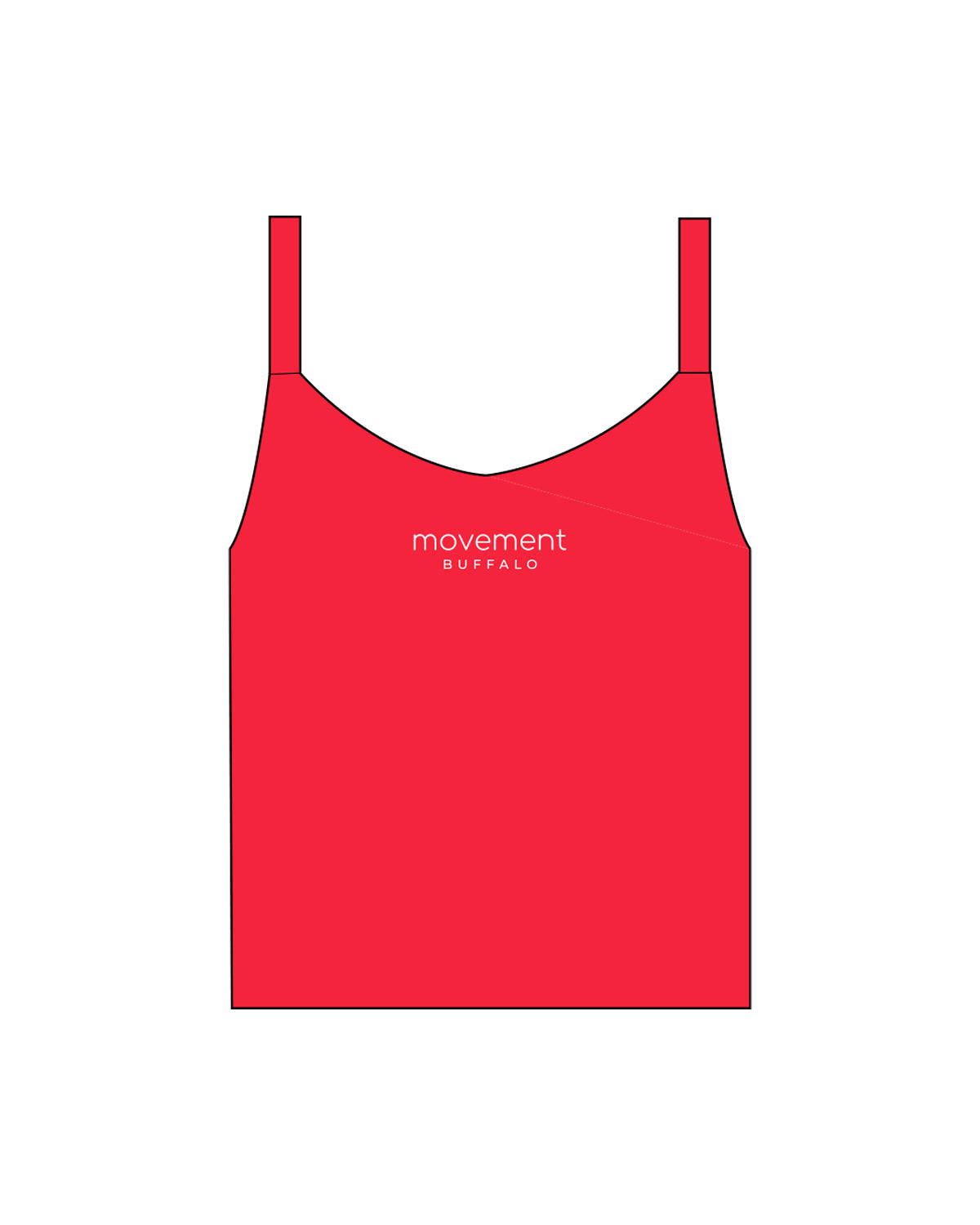 The Micro Rib Strappy Crop Tank - Red - Movement Pilates Buffalo - Center Chest - Printed - White