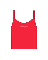 The Micro Rib Strappy Crop Tank - Red - Movement Pilates Buffalo - Center Chest - Printed - White