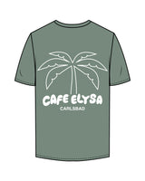 The Mens Tee - Sage - Cafe Elysa - Left Chest & Center Back - White