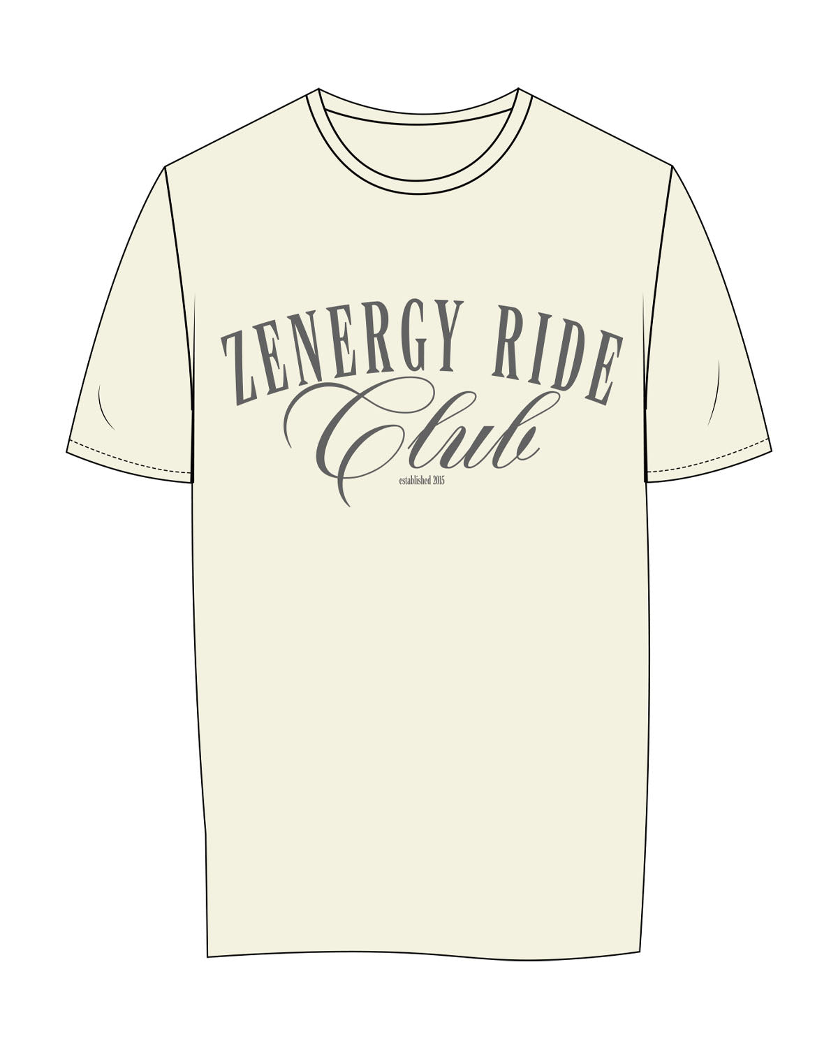 The Womens Tee - Butter - ZENERGY CYCLING - Center Chest Stacked - Printed - Charcoal