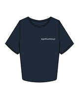 The Crop Tee - Navy - WRKFORIT - Left Chest & Back - White