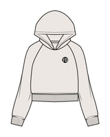 The Womens Crop Hoodie - Bone - Krista - Left Chest & Back Stacked - Printed - Charcoal