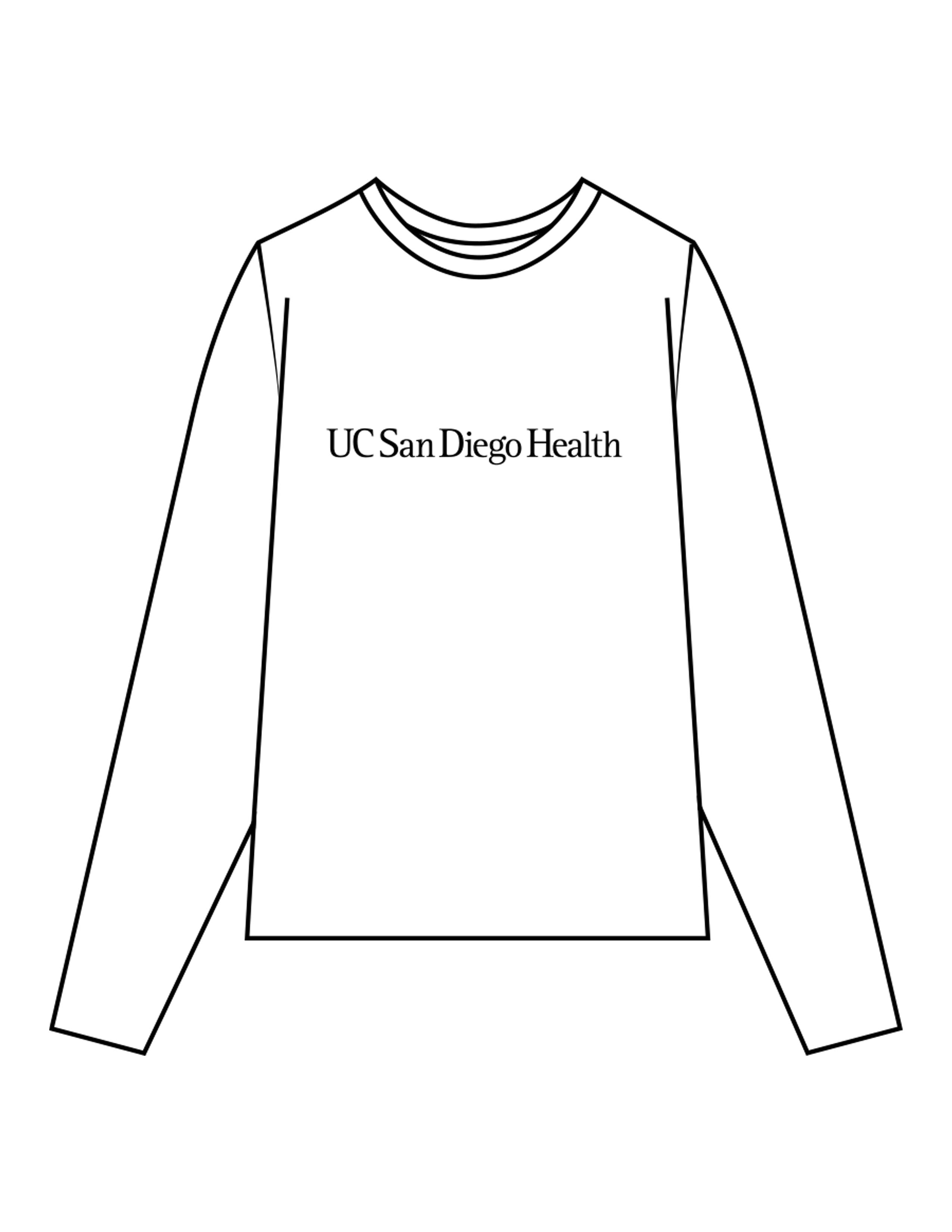 The Womens Long Sleeve - White - UCSD Health - Center Chest & Full Back "TRUST" - Black