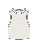 The Ribbed Crop Tank - Bone - Body Lab - Center Chest - Embroidered - Tone on Tone