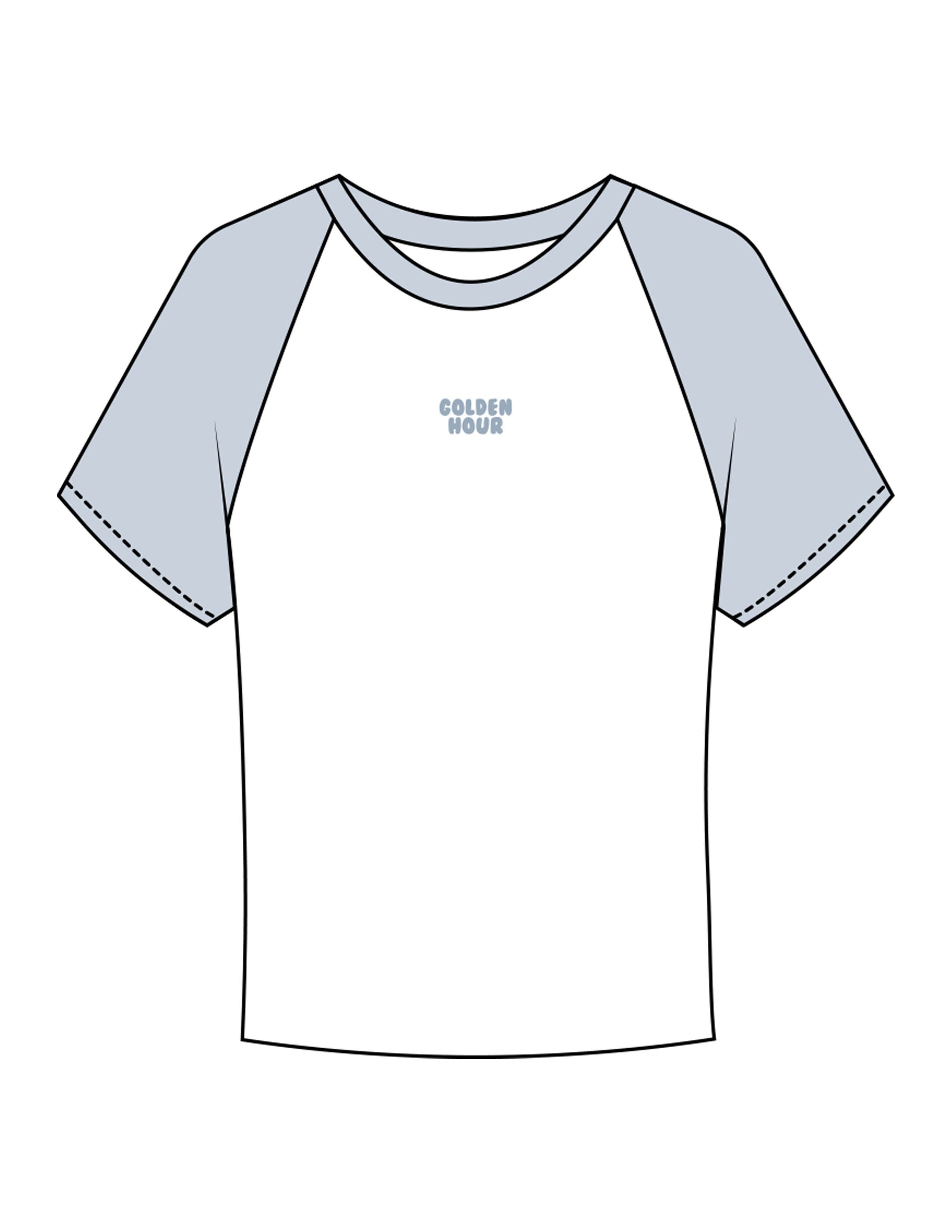 The Micro Rib Baby Tee - White / Baby Blue - Golden Hour - Center Chest Stacked - Printed - Baby Blue