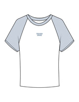 The Micro Rib Baby Tee - White / Baby Blue - Golden Hour - Center Chest Stacked - Printed - Baby Blue