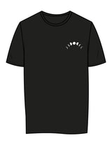 The Womens Tee - Black - Symmetry Yoga - Left Chest & Back Stacked - Printed - White