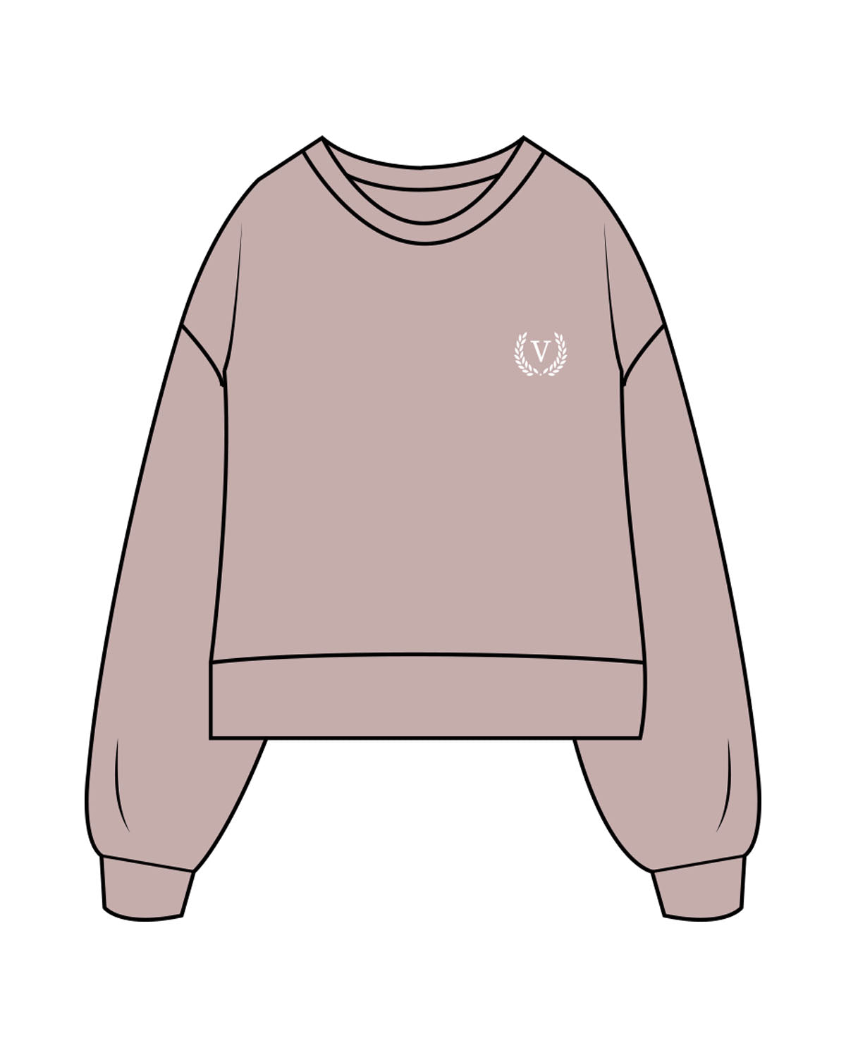 The Womens Heavyweight Crop - Mauve - Viva Lagree - Left Chest & Back Stacked - Printed - Full Color