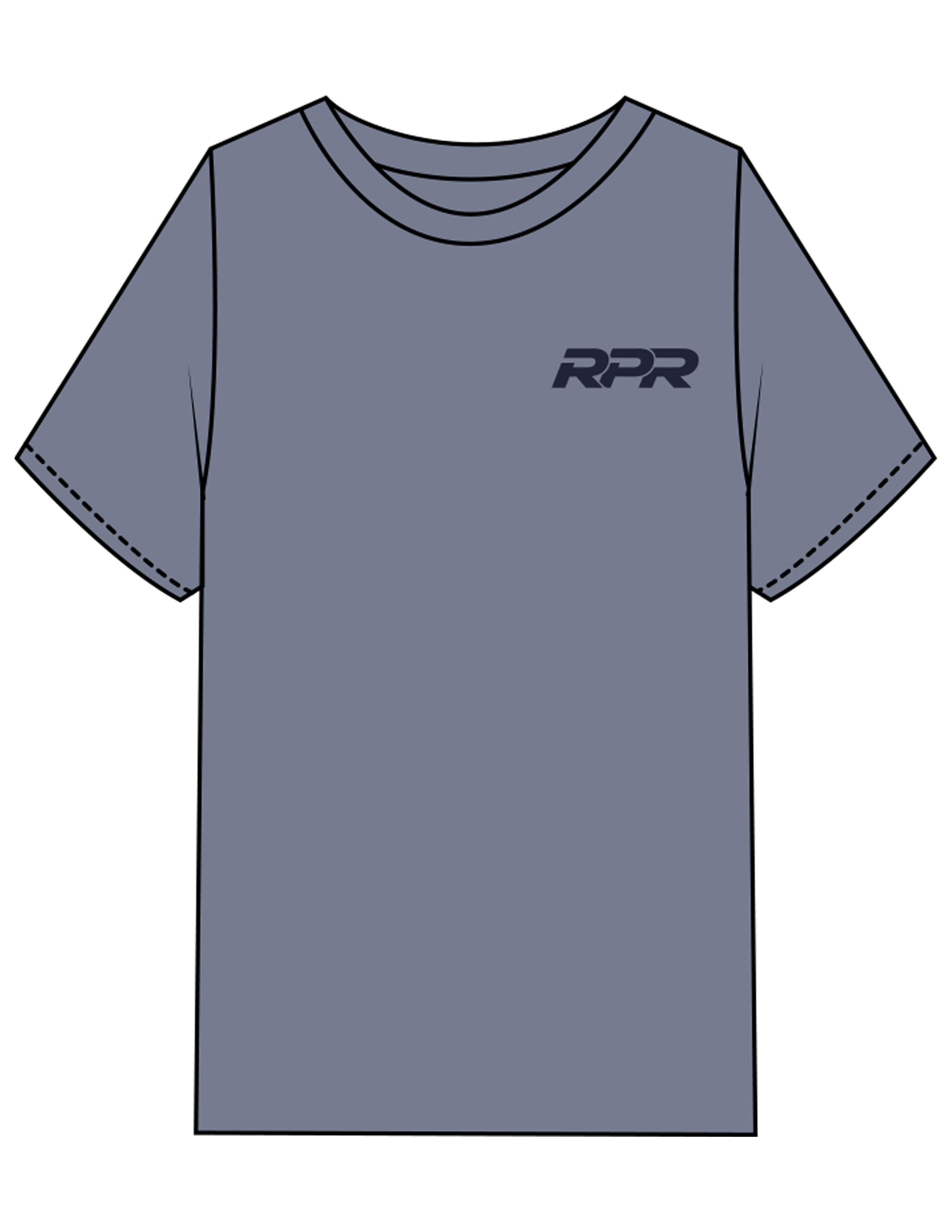 The Mens Heavyweight Tee - Washed Indigo - Reiner Pump Systems - Left Chest & Back Stacked - Printed - Navy