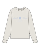 The Womens Heavyweight Long Sleeve - Washed Bone - M4Lagree - Center Chest Stacked - Printed - Light Blue
