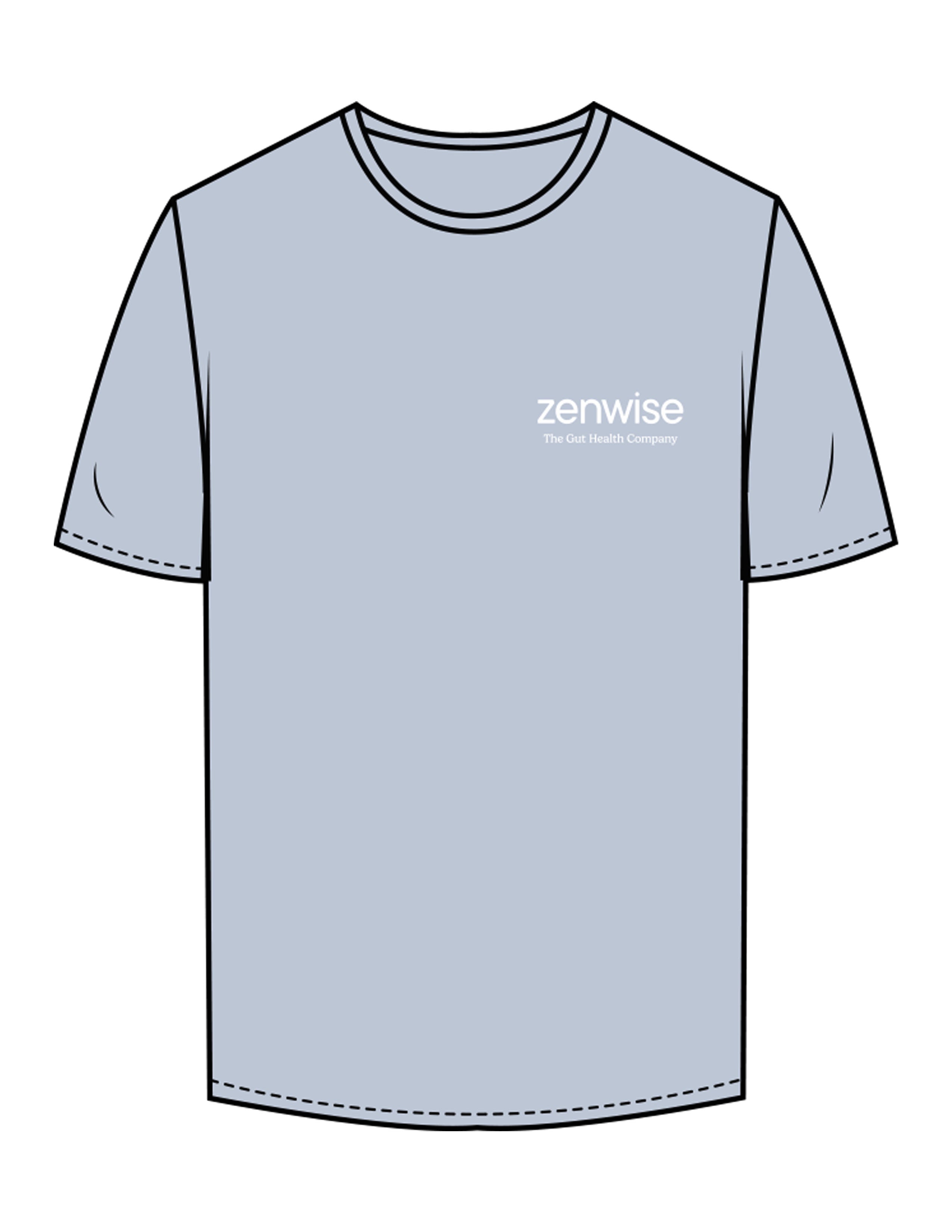 The Mens Tee - Powder - Zenwise - Left Chest Stacked - Printed - White