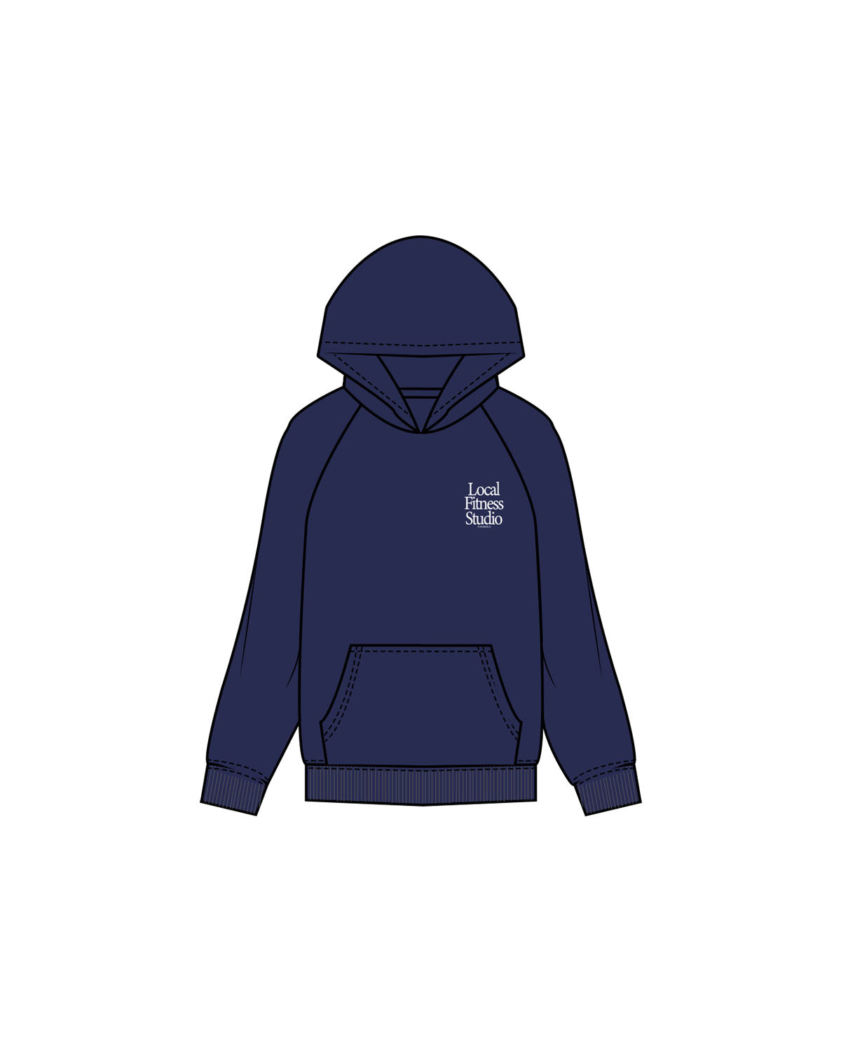 The Mens Hoodie - Cobalt - Local Lagree - Left Chest Stacked & Center Back - Printed - White