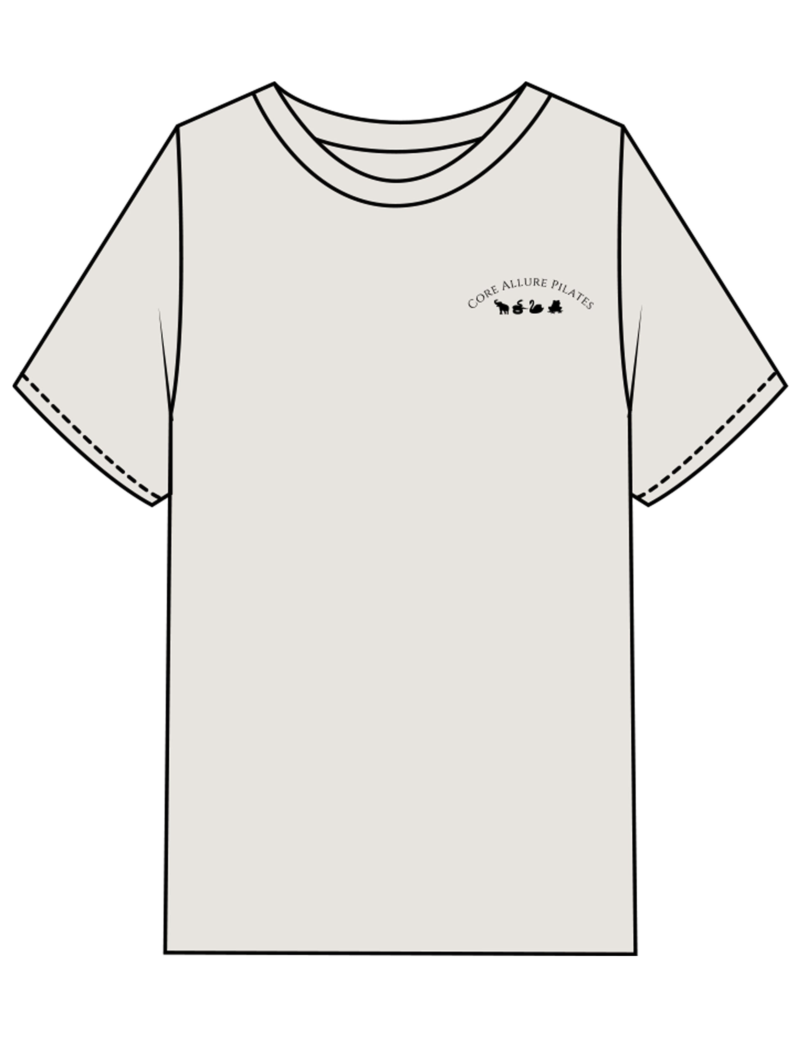 The Mens Heavyweight Tee - Washed Bone - Core Allure Pilates - Left Chest Arc Stacked & Back Arc Stacked - Printed - Black
