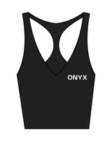 The Racer Tank - Black - Onyx Fit - Left Chest & Center Back - White