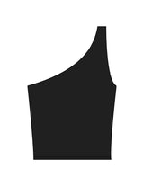 The One Shoulder Tank - Black - YP - Center Back - Printed - White
