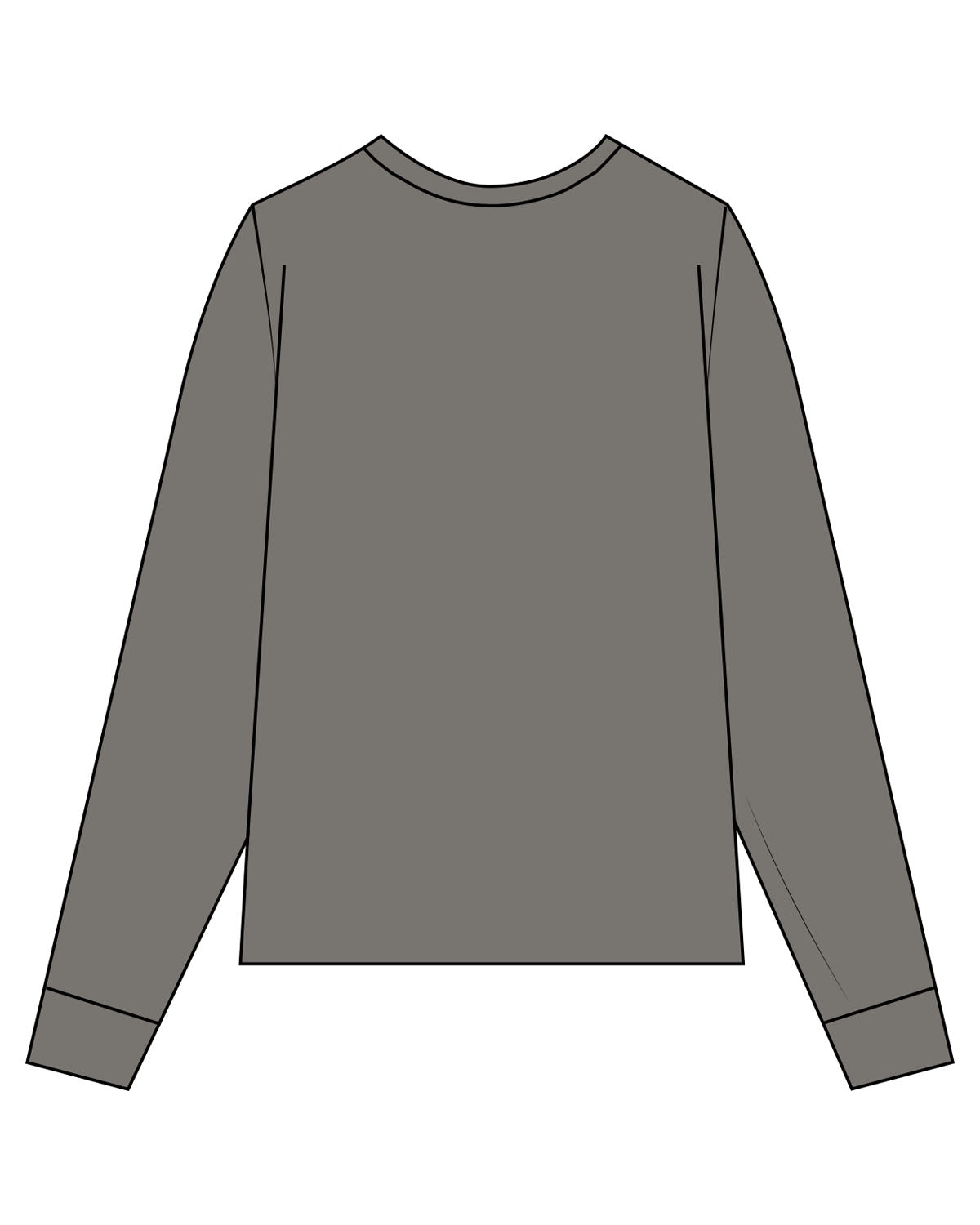 The Womens Heavyweight Long Sleeve - Washed Gray - Chi50 - Chest Stacked - Printed - Coral
