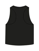 The Crop Muscle Racerback - Black - OCWC - Center Chest Stacked - Printed - White