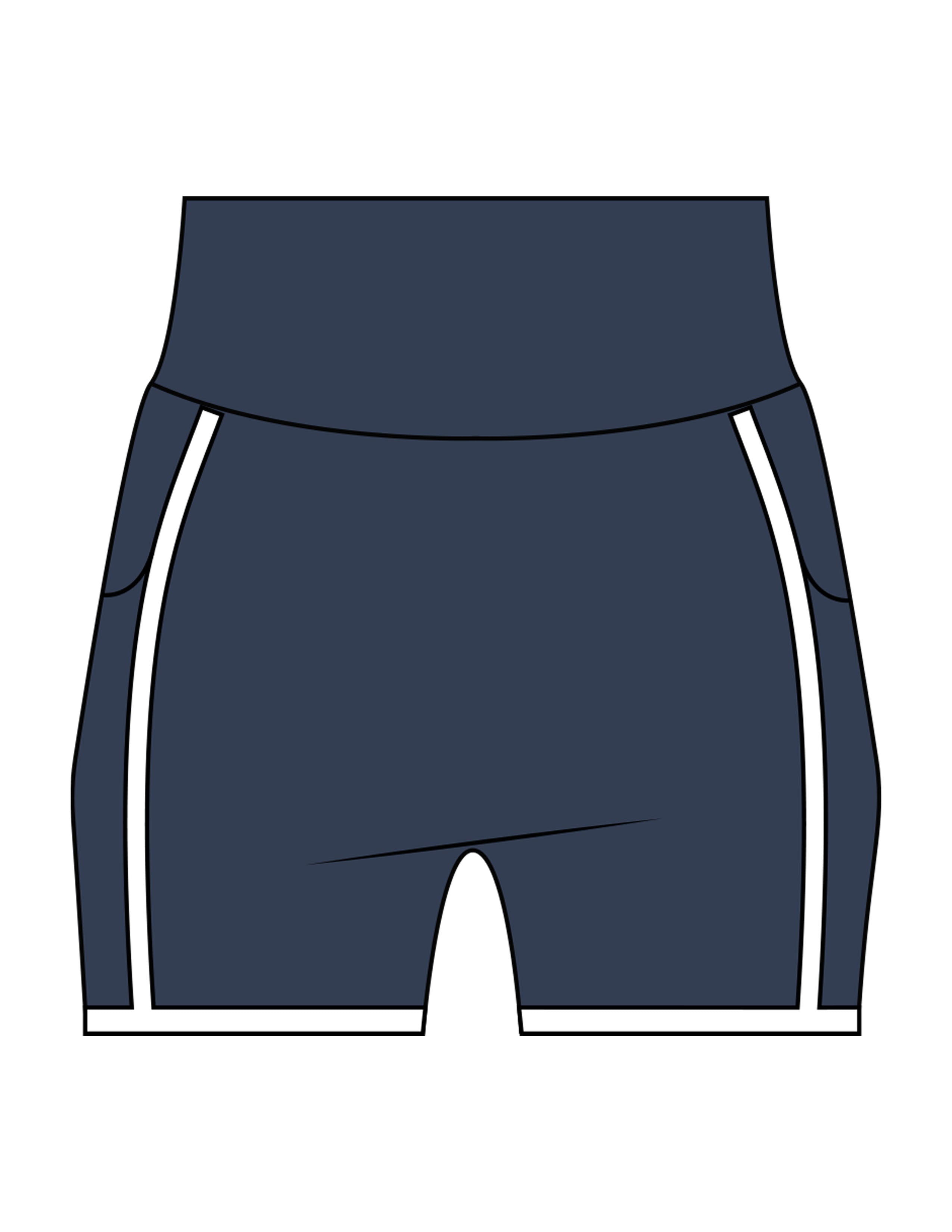 The Piped Crossover Short - Navy - Pilates Plus PB - Back Waistline - Printed - White