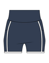 The Piped Crossover Short - Navy - Pilates Plus PB - Back Waistline - Printed - White