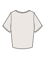 The Crop Tee - Bone - Sense Pilates - Center Chest Stacked - Printed - Dark Brown