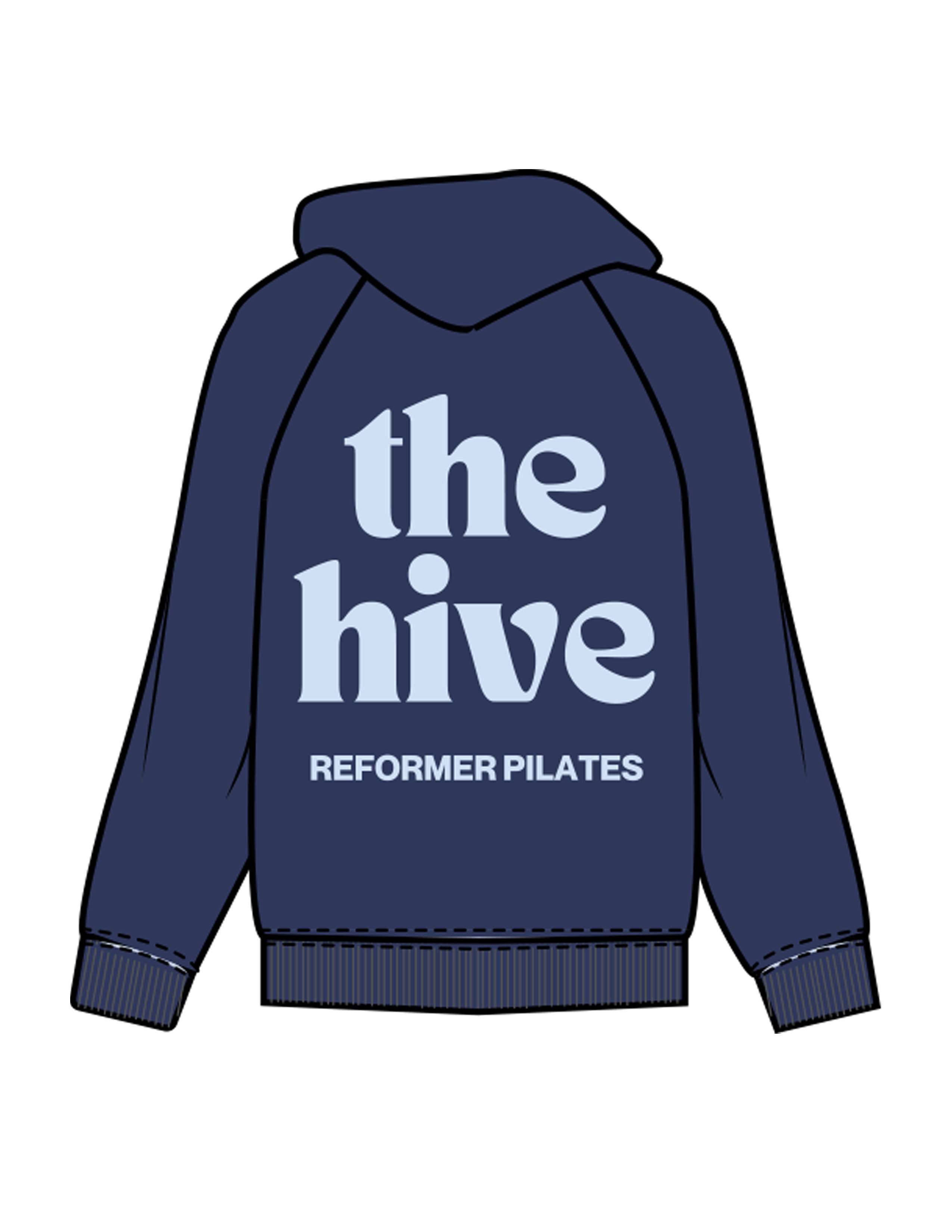 The Mens Hoodie - Cobalt - The Hive - Left Chest & Back Stacked - Printed - Baby Blue