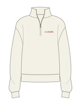 The Womens 1/4 Zip - Off White - Erabelle - Left Chest - Printed - Dark Brown