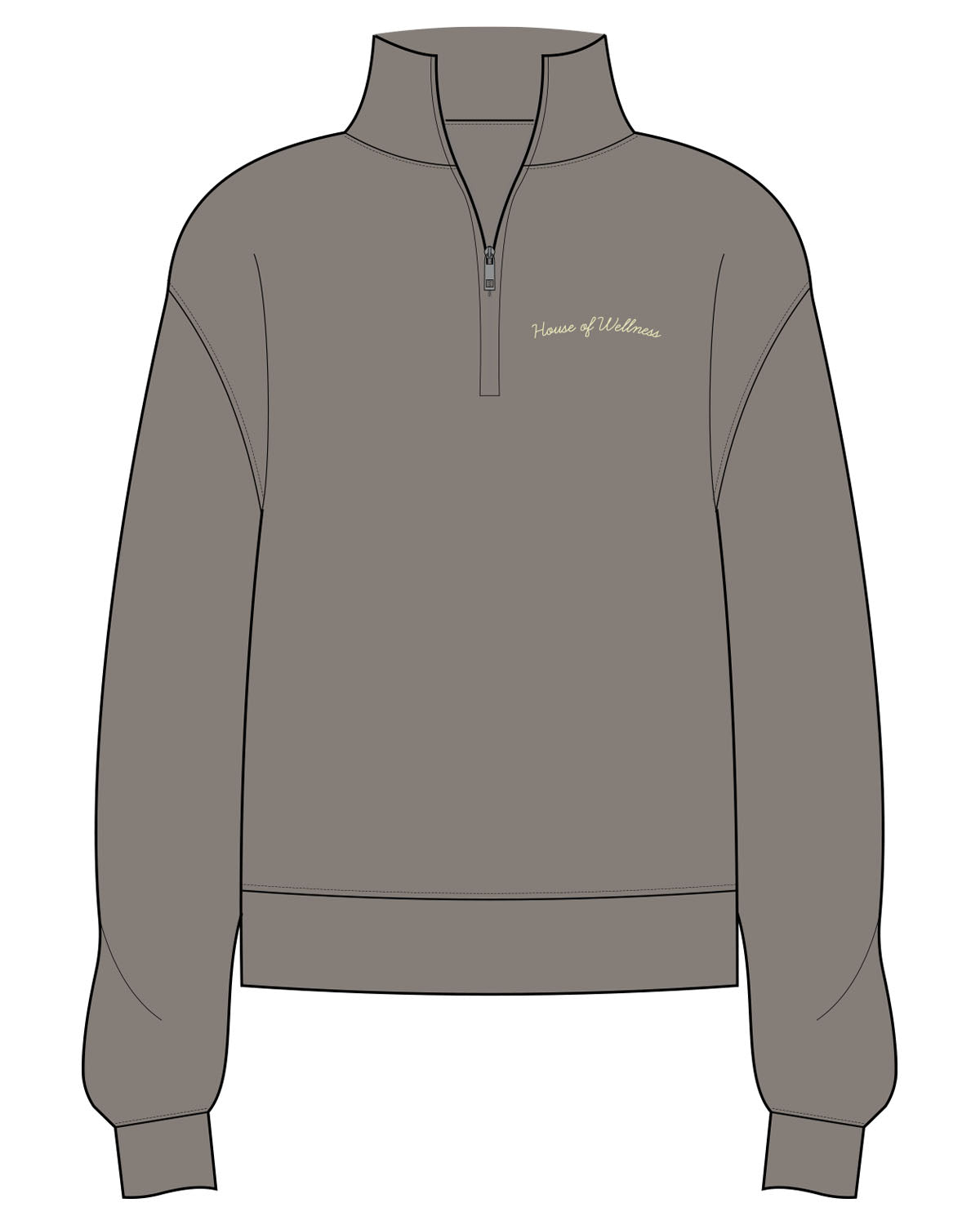 The Womens 1/4 Zip - Washed Gray - Activate House - Left Chest - Embroidered - Light Green