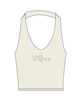The Halter Tank - Beige - Team Sculpted - Center Chest Logo & Center Back - Printed - Tone on Tone
