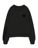 The Womens Crewneck - Black - Fitbody - Left Chest & Right Sleeve - Tone on Tone