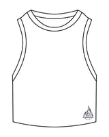 The Ribbed Crop Tank - White - Corefire - Botton Left "Ridgewood" - Embroidered - Navy