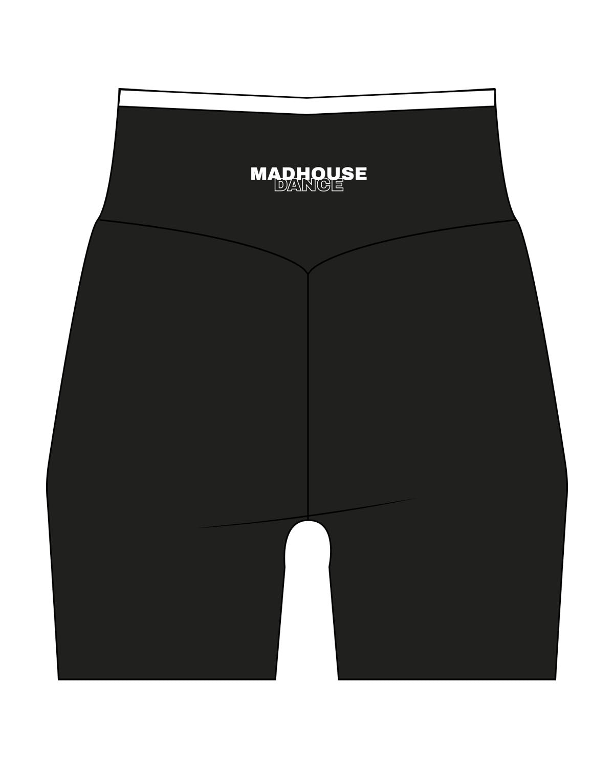 The Piped Crossover Short - Black - Mad House - Back Waist  - Printed - White