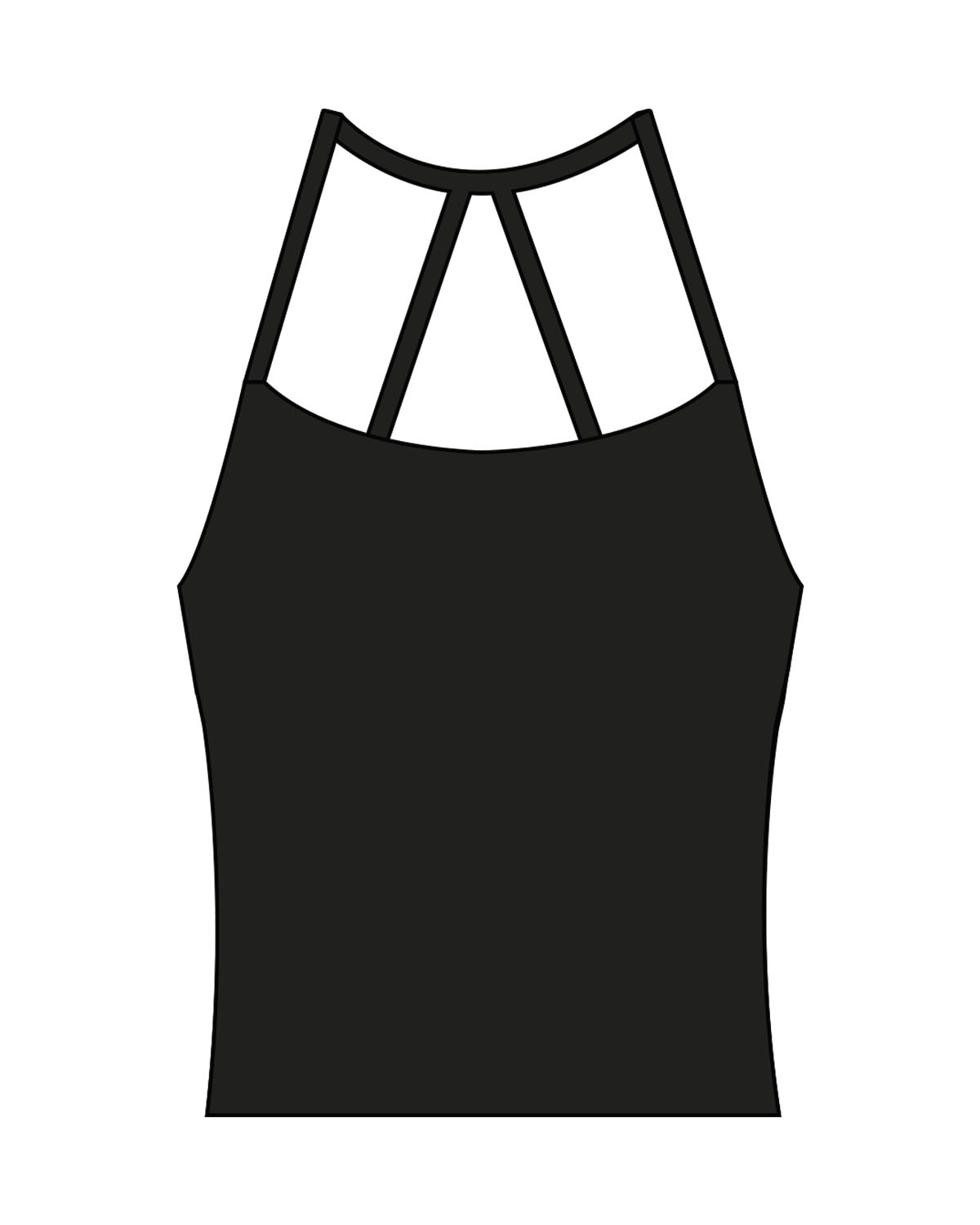 The Womens Sporty Tank - Black - MAT - Center Back - Printed - White