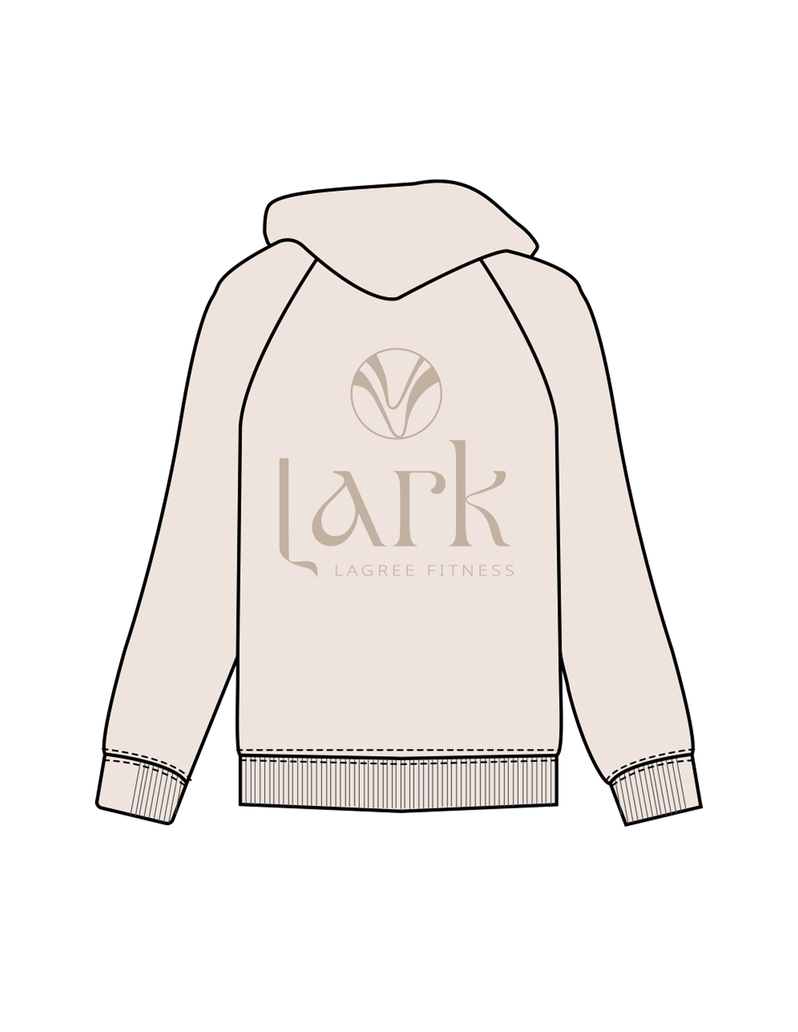 The Recycled Unisex Zip Hoodie - Polar - Pure Movement LARK - Left Chest & Back Stacked - Printed - Light Brown